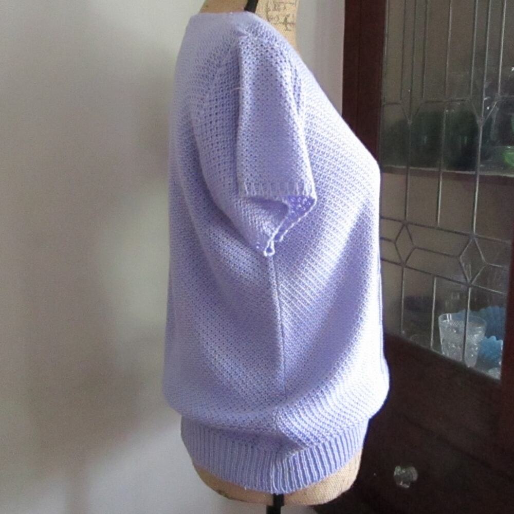 Vintage Cristin Stevens Lilac Knit Short Sleeve Sweater USA - Picture 5 of 16